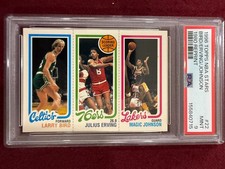 Larry Bird Magic Johnson Julius Erving 1996 Topps 1980 Reprint Rookie Card PSA 9