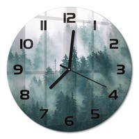 Wanduhr Mit FließEnden Zeigern Nebel üBer Dem Wald Schwarze Zeiger Fi30 Cm