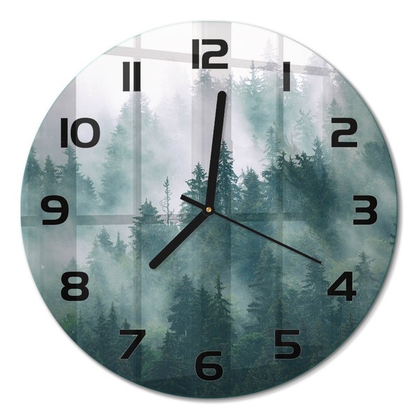 Wanduhr Mit FließEnden Zeigern Nebel üBer Dem Wald Schwarze Zeiger Fi30 Cm-image