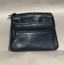 VTG. Buxton Top Grain Cowhide Leather Navy Women's Coin Key Purse 4" x 3.5"