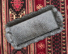 Metal Decorative Tray, Floral Pattern Design, Serving or Home Décor