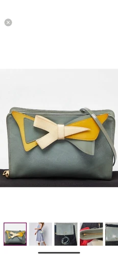 Prada Rara Borsa Fuoco Fiocco Verde Bianco Giallo Tracolla Tricolore Moda Autentica