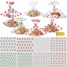 Yexiya 48 Pcs Christmas Cellophane Cookie Tray Bags 15" 1 Count (Pack of 48) 