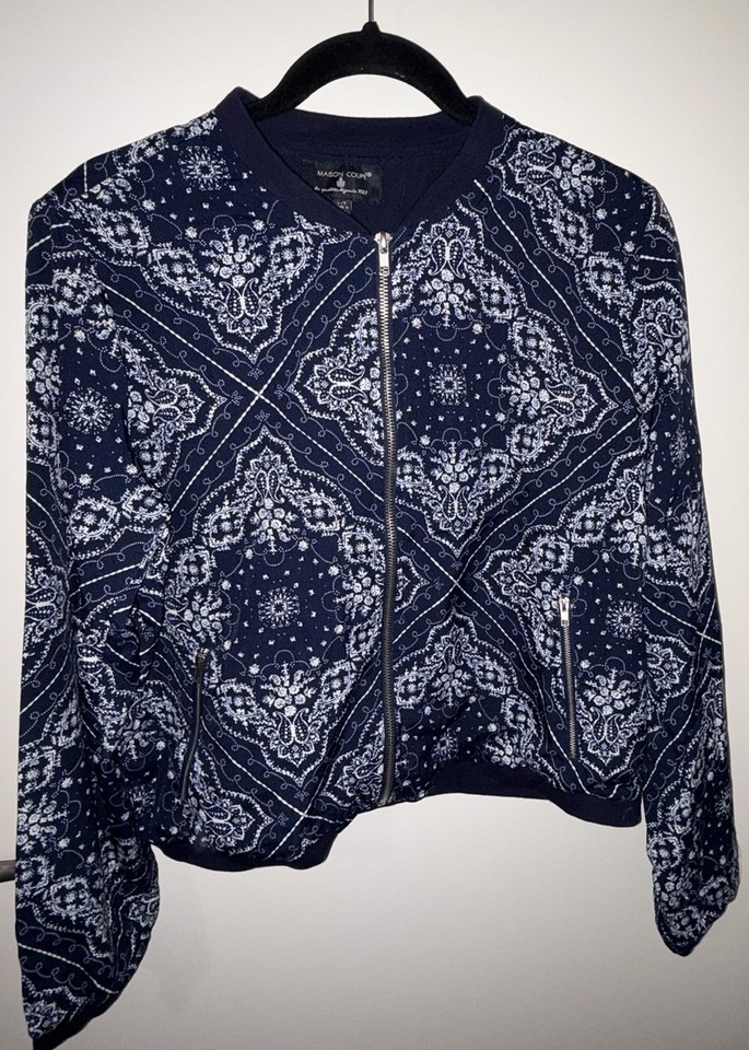 Maison Coupe Bomber  Jacket Paisley Blue Bandana  size L