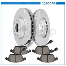 Front Brake Rotors Ceramic Pads For Volkswagen Beetle Jetta Rabbit Golf Drilled