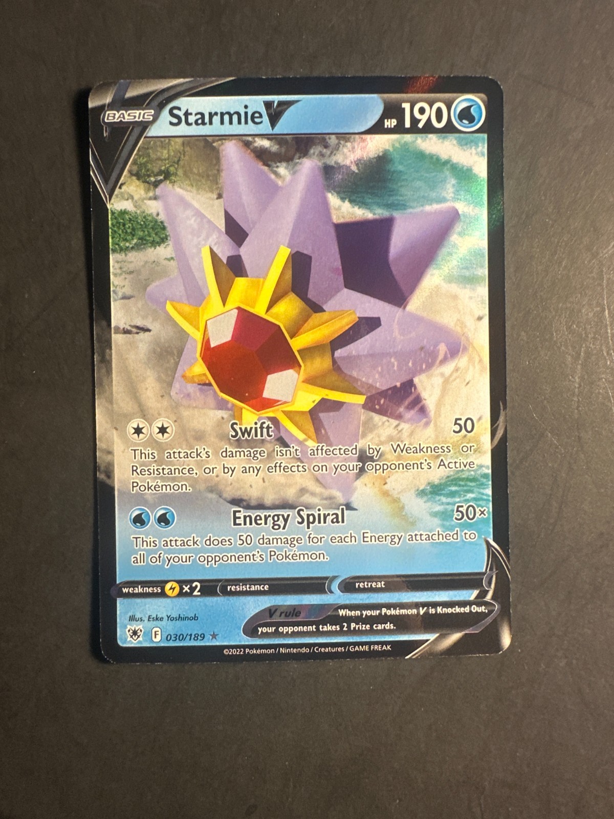 2022 Pokemon SWSH Astral Radiance Starmie V 30 /189 Full art Holo illustration