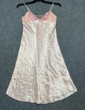 ROSSHI Women's Pink Satin & Lace Chemise Nightgown Lingerie Slip Dress Size L
