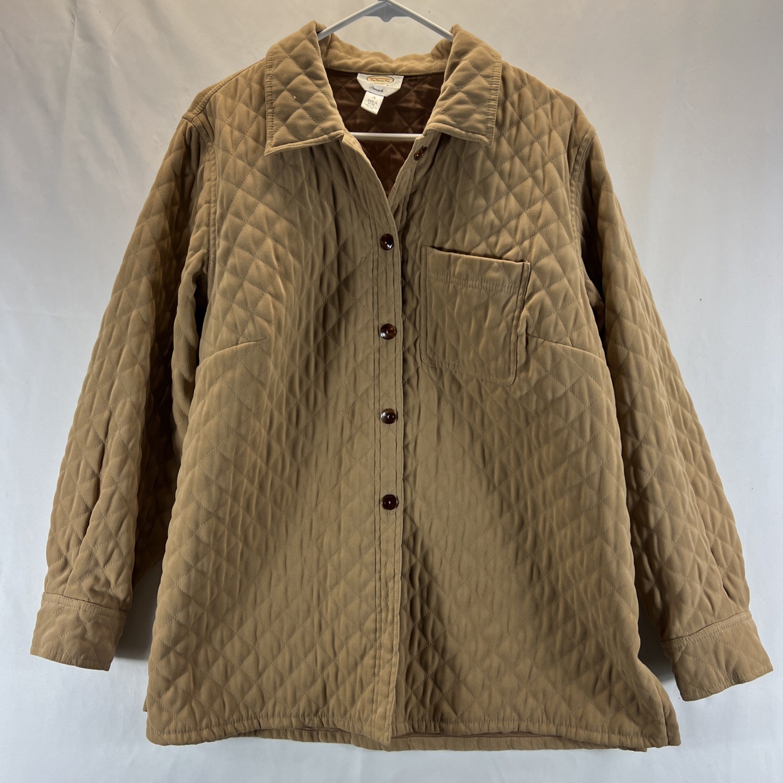 Talbots Beige Full Button Collared Quilted Jacket… - image 1