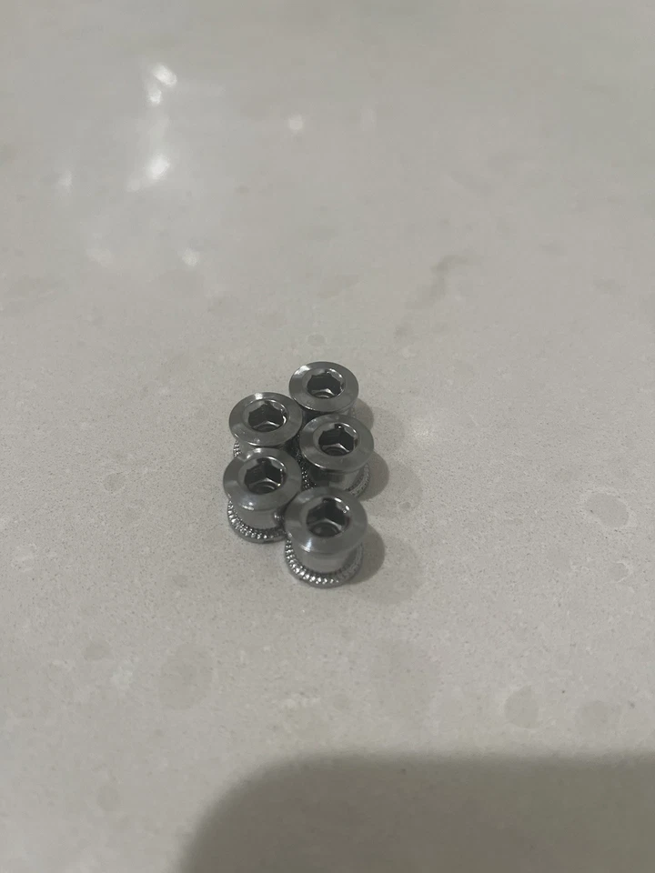 JUEGO DE 5 PERNOS DE ANILLO DE CADENA PLATA BMX FIXIE BICICLETA DE PISTA MTB Carretera M8 6.5 Foto 4 de 4