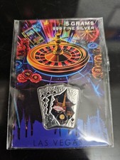 Las Vegas Aces Playing Cards 5 Gram .999  Colorized Silver Poker Hand Card