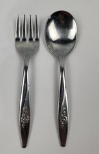 Baby Spoon  Fork Oneida Oneidacraft Deluxe "Lasting Rose" Stainless Flatware