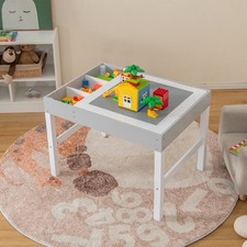 3 in 1 Wooden Building Block Desk Kids Multi Activity Play Table w/ Storage Gift