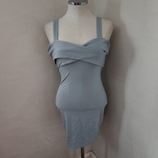 By The Way Ruched Twist Bodice Bodycon Mini Dress Light Blue Size XS