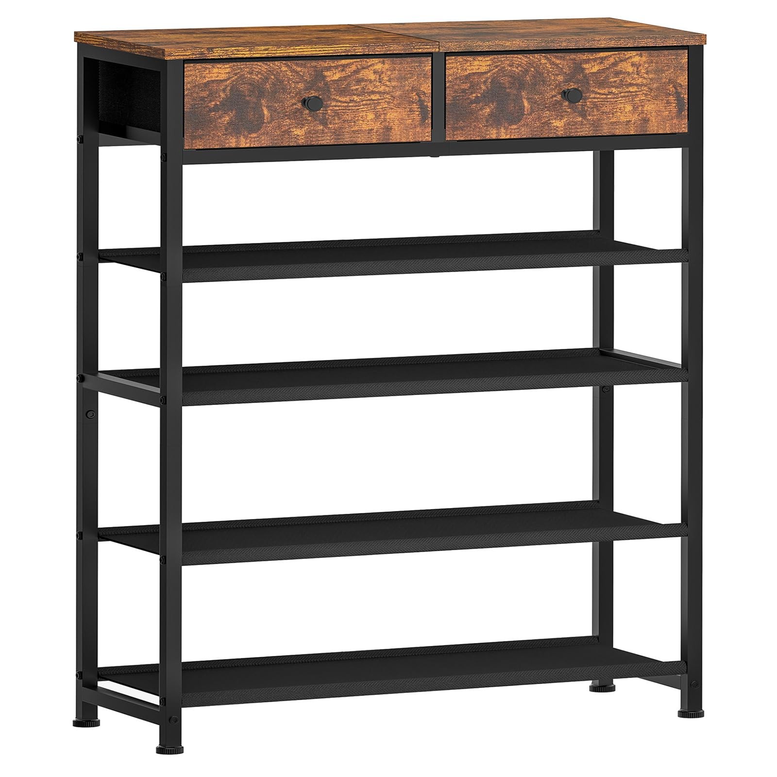5-Tier Metal Shoe Rack with 2 Drawers - Space-Saving Storage Organizer