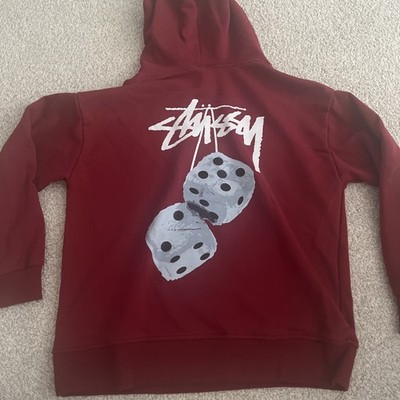 STUSSY Hoodie Dice Domino Faded Red Rare Men's Size Medium M | eBay