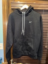 Nike Solo Swoosh Men's Fleece Pullover Hoodie DX1355-010 Black W/ White NWOT