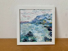 Lake Landscape Impasto Oil Painting On Canvas Board Abstract Nature Artwork