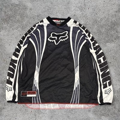 Vintage FOX Racing SFX Jersey Men Size XL Black Red Grey MX Motocross Elbow Pads