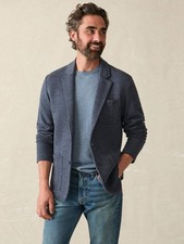 Faherty Reserve Men's XXL Inlet Knit Blazer Deep Navy Melange Organic Cotton NWT