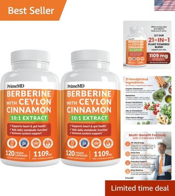21-in-1 Berberine & Ceylon Cinnamon Capsules - Energy & Heart Support (240 Ct)