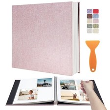Large Photo Album Self Adhesive Scrapbook Album for 11"x10.6"40Pages Light Pink