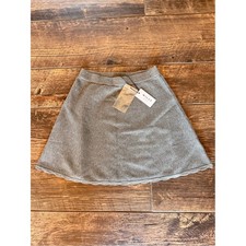 Milly Light Gray Knit A-Line Skirt with Scalloped Hem