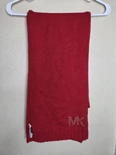 Mk Michael Kors Scarf Red Knit Casual Cold Weather Winter Unisex 