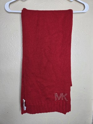 Mk Michael Kors Scarf Red Knit Casual Cold Weather Winter Unisex 
