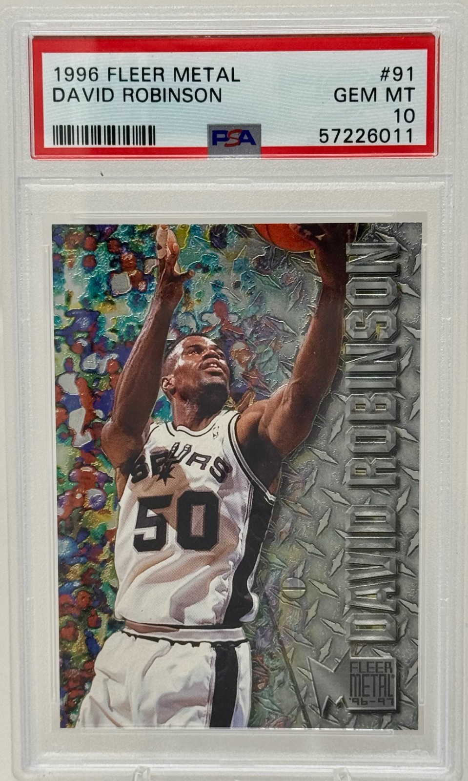 1996 Fleer Metal David Robinson Basketball Card PSA 10 Mint Gem