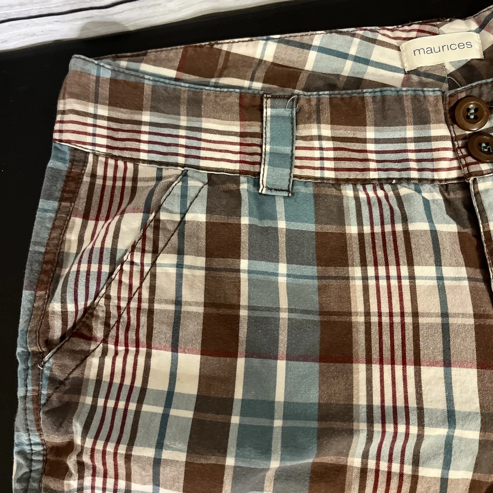Pantalones Cortos Maurices Junior 9/10 Multicolor Chino a Cuadros 100% Algodón Bolsillo Cortado Foto 2 de 4