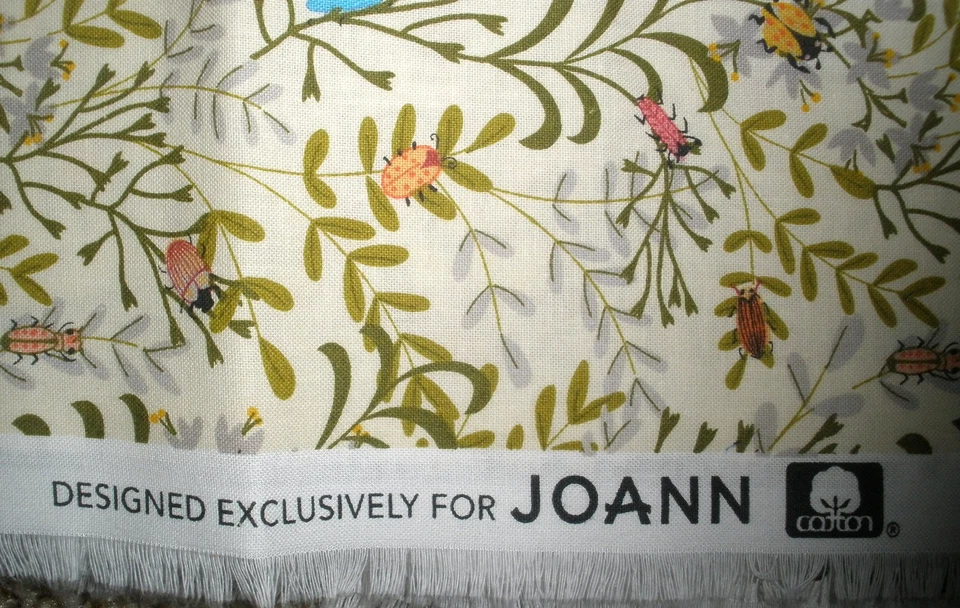 #426 Joanns Exclusivo Tela Insectos Crema Primavera Azul Amarillo 1 yarda 36" x 44 Foto 3 de 4