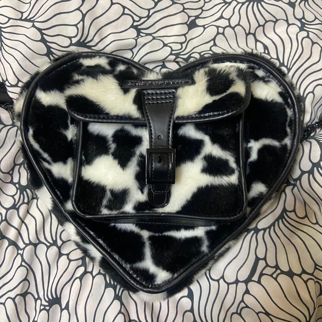 Rare Dr. Martens cow print 2-way shoulder bag with heart-shaped design image 2