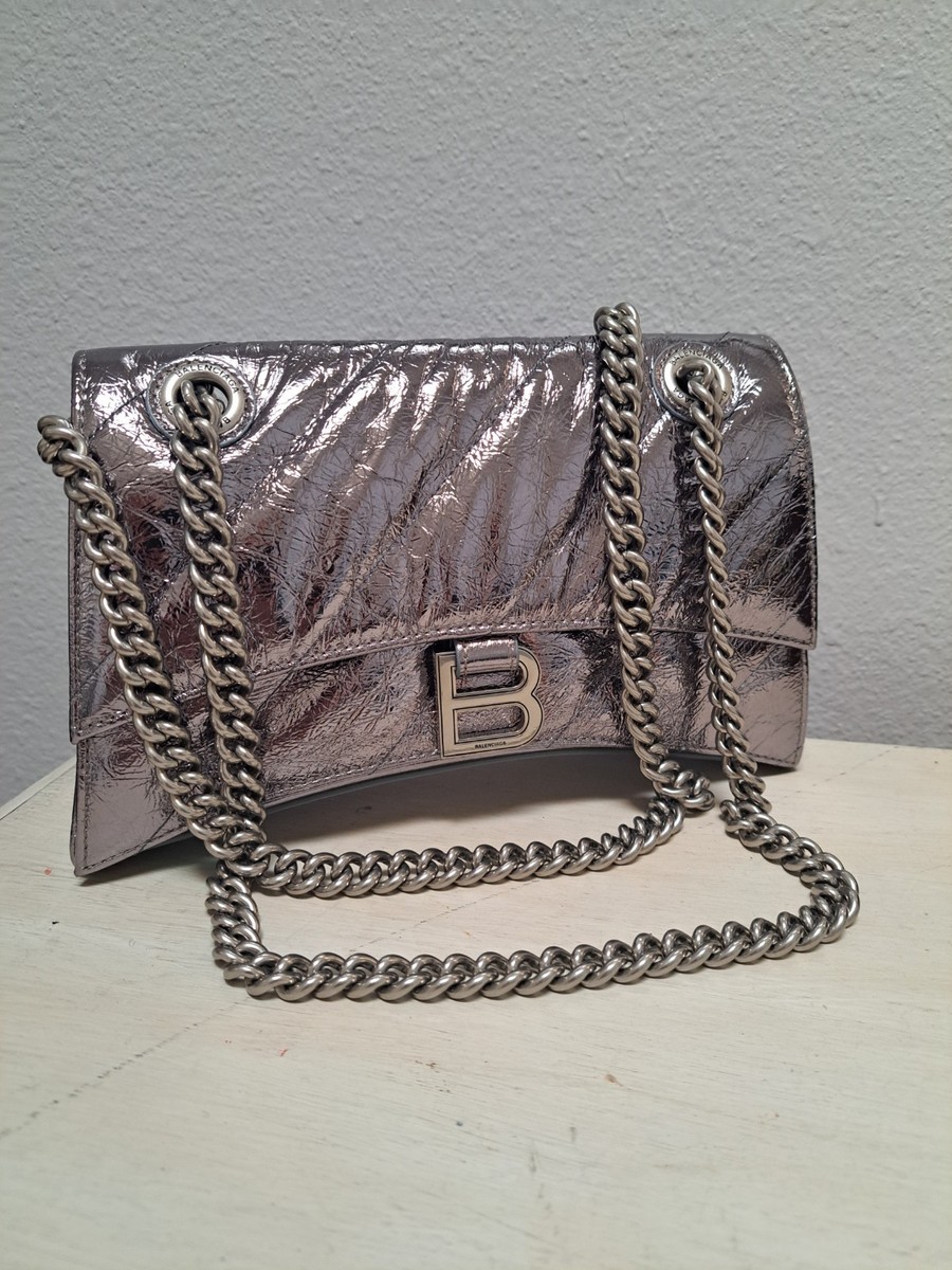 BALENCIAGA CRUSH Small Chain Bag Metal Silver authentic | eBay
