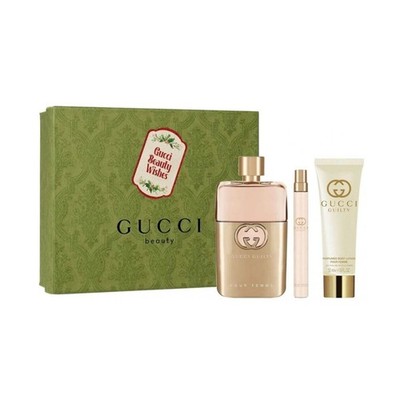 Set Gucci Guilty Edp 90ml Mini 10ml Body 50ml@