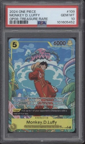 Monkey D Luffy One Piece Card Game OP08 Treasure Rare #109 PSA 10 #3