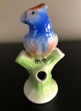 Vintage Czech Bird Parrot Bud Vase 3 Holes Red Dime Mark 48