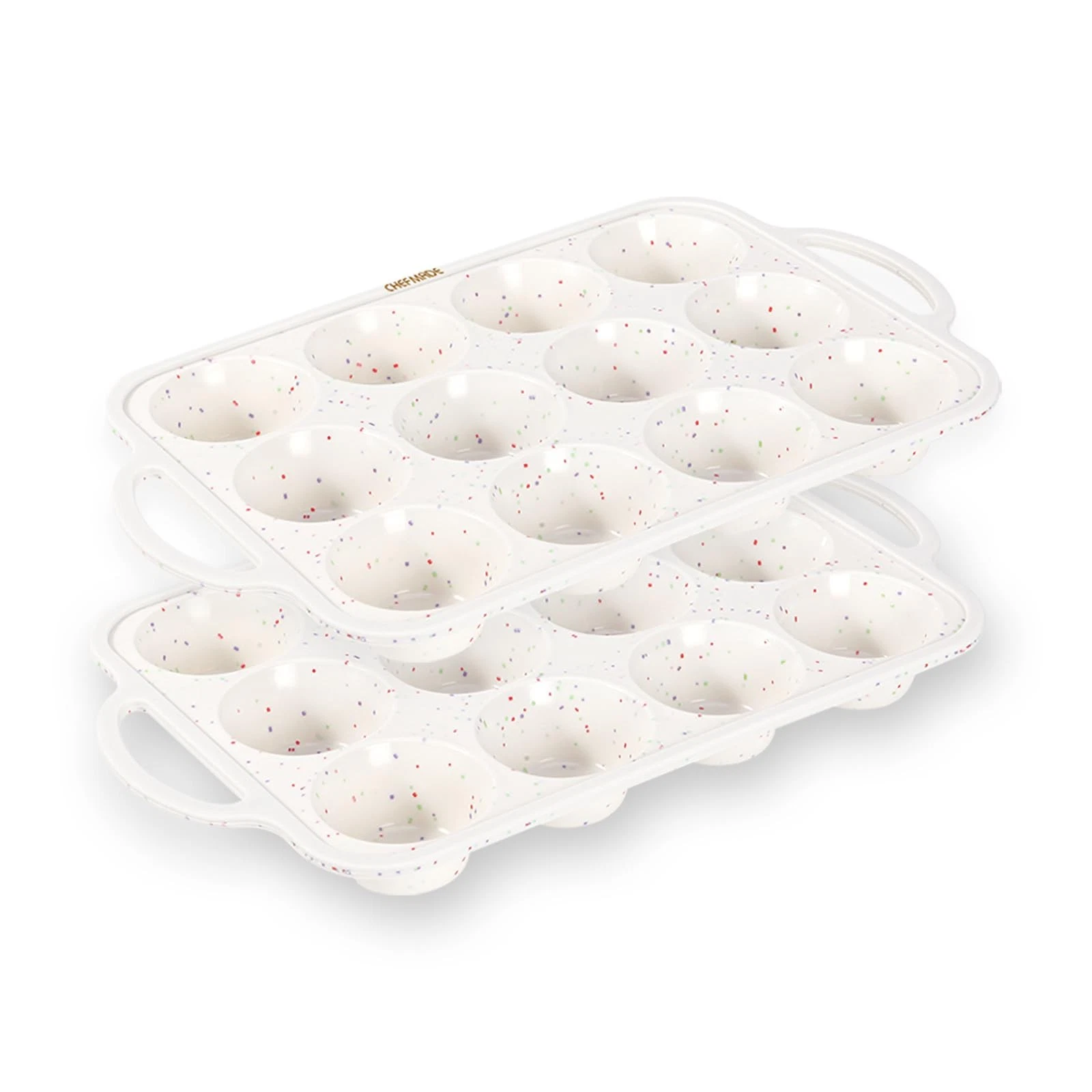 Silicone Muffin Pan for Baking with Metal Reinforced Frame, 2 Pcs 12 Cup Regu...