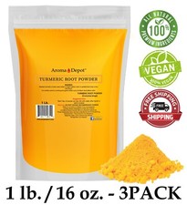 Turmeric Root Powder 3lbs. x3 -1lb Curcumin Curcuma longa RAW Yellow Tumeric