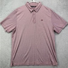 Travis Mathew Golf Polo Shirt Mens XL Red Mille Stripes Pima Cotton Blend Rugby