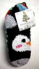 Christmas Ladies Plush Socks By Sockopath, Ankle Style, 3 Prs., Shoe Size 4-10