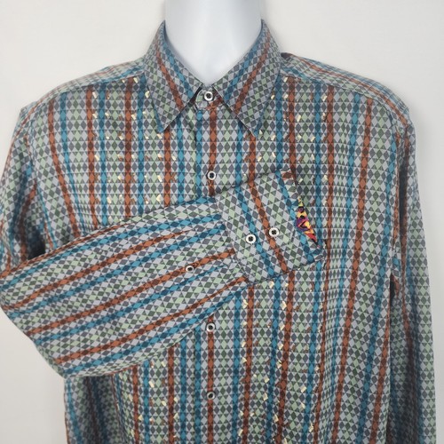 Robert Graham Shirt Mens L Long Sleeve Button Up Flip Cuff Embroidered - Picture 4 of 17