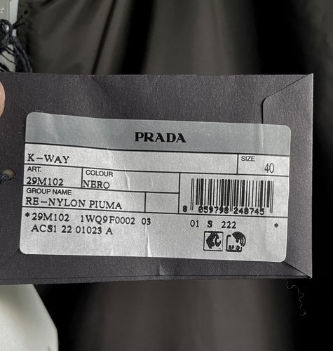 Prada -Re-Nylon Jacket- Rainproof Black Short Hooded -Triangle Logo-S IT40 UK8 - Picture 13 of 14