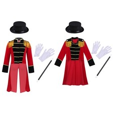 Costume Set With Hat Kids Boys Stand Collar Tailcoat Tassel Shoulder Outwear