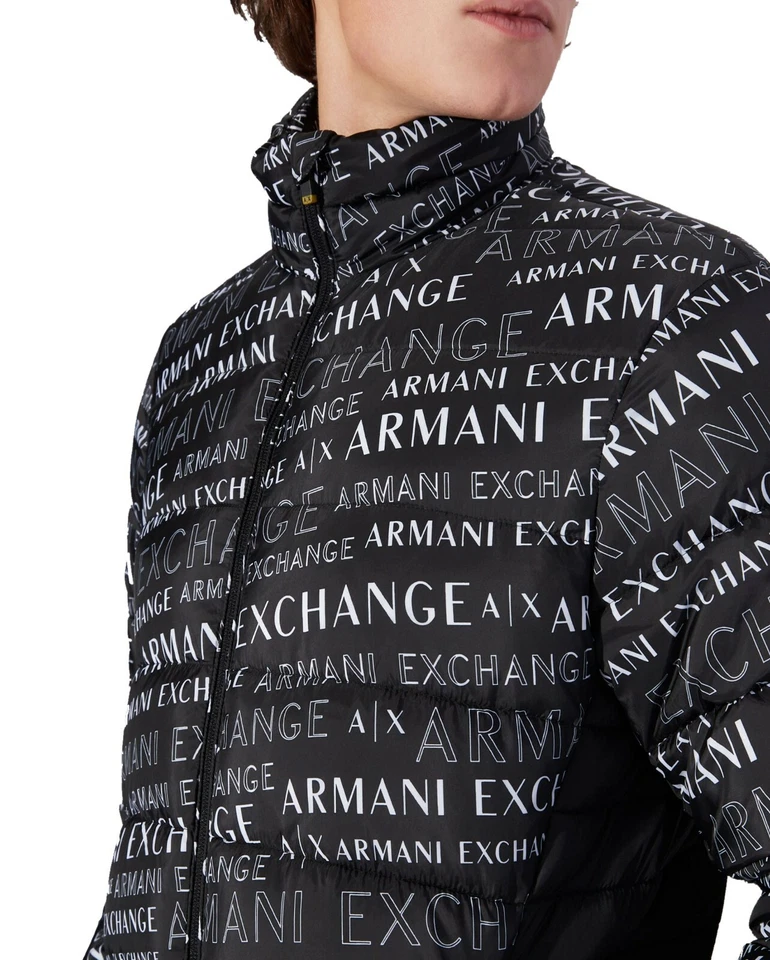 NWT : A|X ARMANI EXCHANGE Mens Logo Print Quilted Puffer Jacket : Black: S - XXL - Image 3 of 4