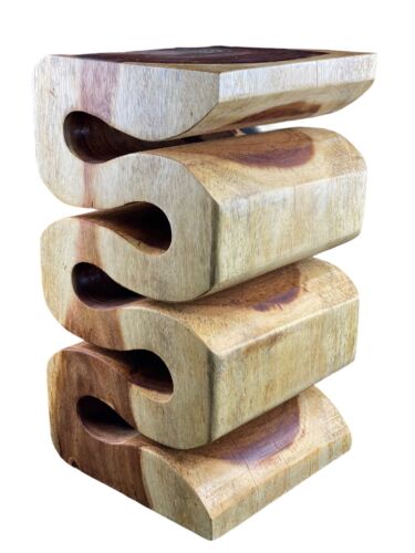 Sgabello in legno serpenti (50x30x30) sgabello naturale tavolino tavolino sgabello fiorito massiccio - Foto 1 di 5