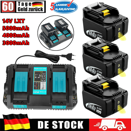 Ersatzakku Für Makita 5,0Ah 14,4V BL1440B BL1430 BL1450B LXT DC18RD Ladegerät - Bild 1 von 31
