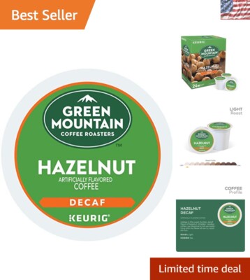 Rich Hazelnut Decaf Coffee Pods - 48 Count Light Roast, Compatible with Keurig