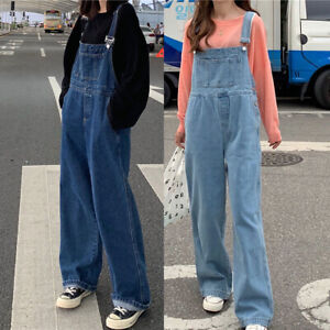 denim dungarees wide leg