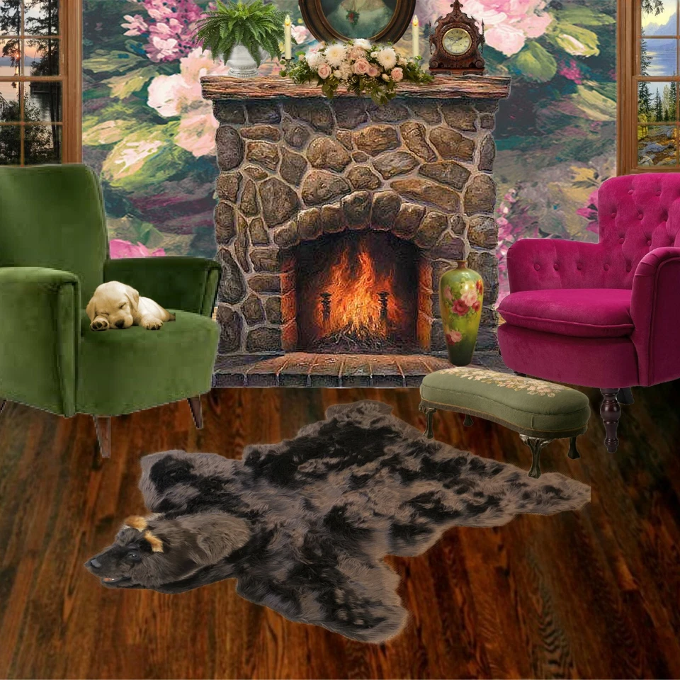 Plush Brown Bear Skin Area Rug, Plush Faux Fur, Realistic, Life Size - Image 3 of 4