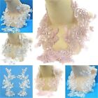 <!--F#f_0-->Pink Grey Ivory White Sequin Lace Applique Pair Trim for Dance Costume #133<!--F/-->